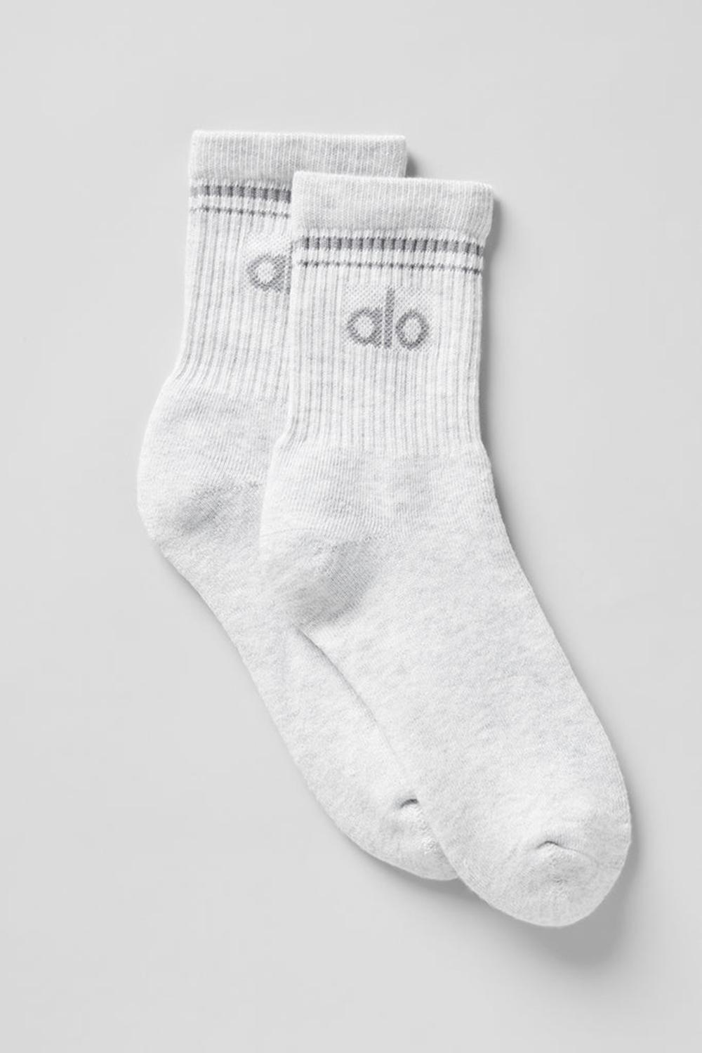 Alo Yoga Unisex Half-Crew Throwback Naisten Sukat Valkoinen Harmaat | Suomi  7123-NKHXA