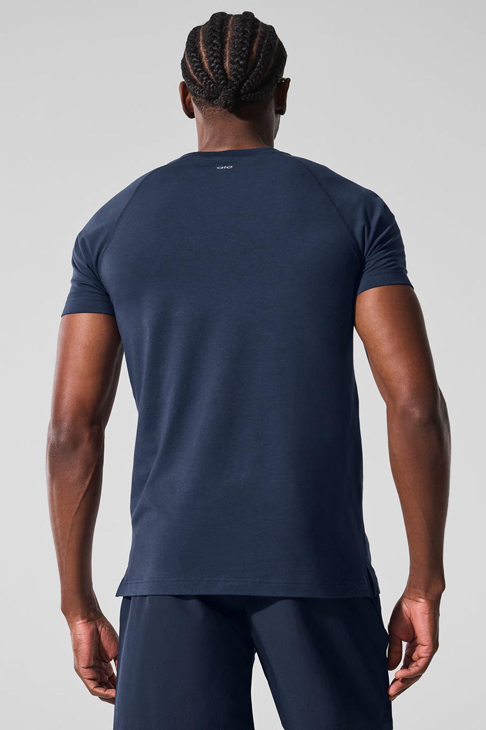 Alo Yoga Vapor Crewneck Miesten Short Sleeve Laivastonsininen | Suomi  3495-ASXCN