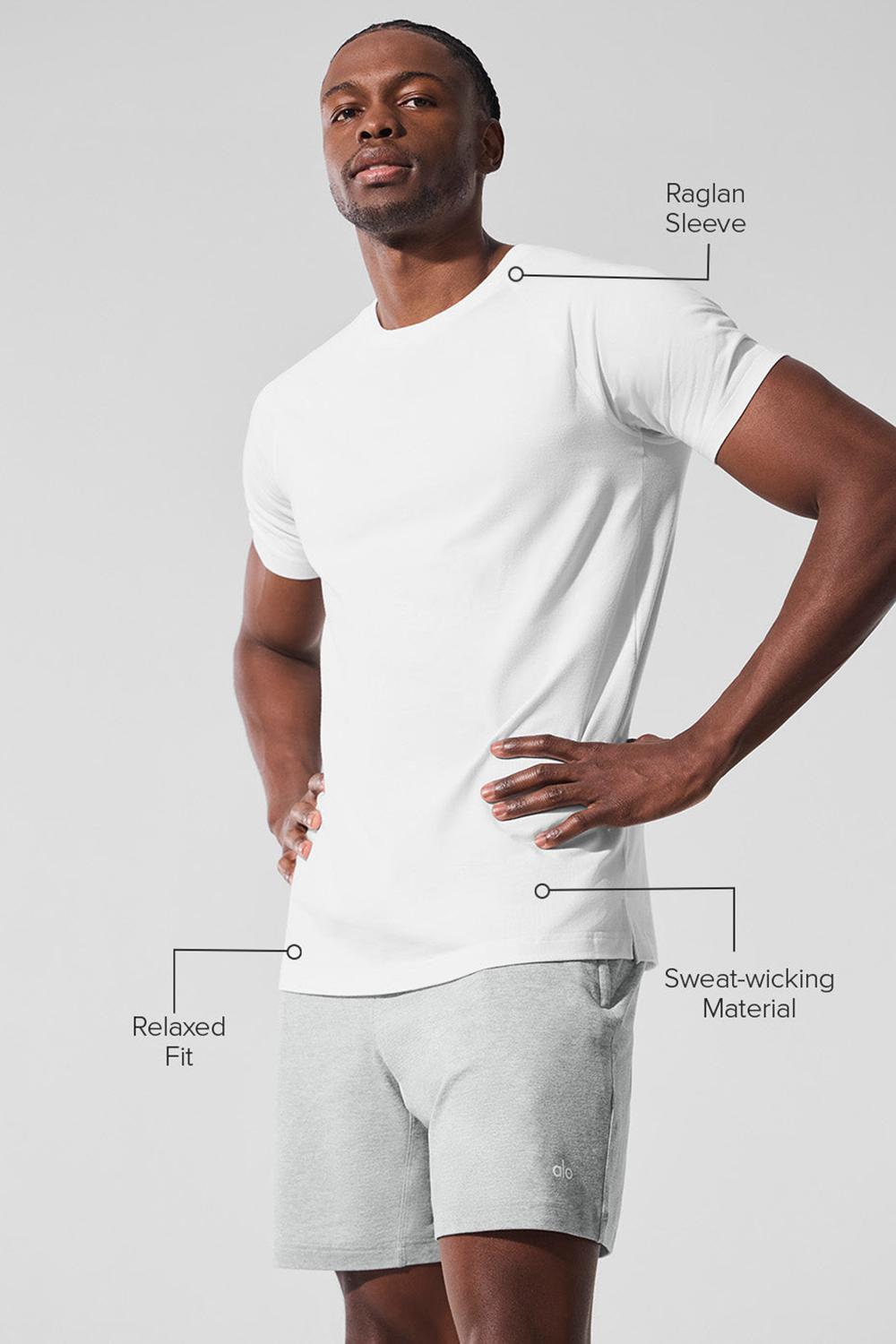 Alo Yoga Vapor Crewneck Miesten Short Sleeve Valkoinen | Suomi  0654-JBGVO