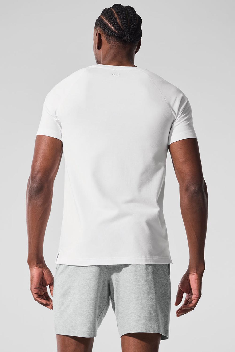 Alo Yoga Vapor Crewneck Miesten Short Sleeve Valkoinen | Suomi  0654-JBGVO