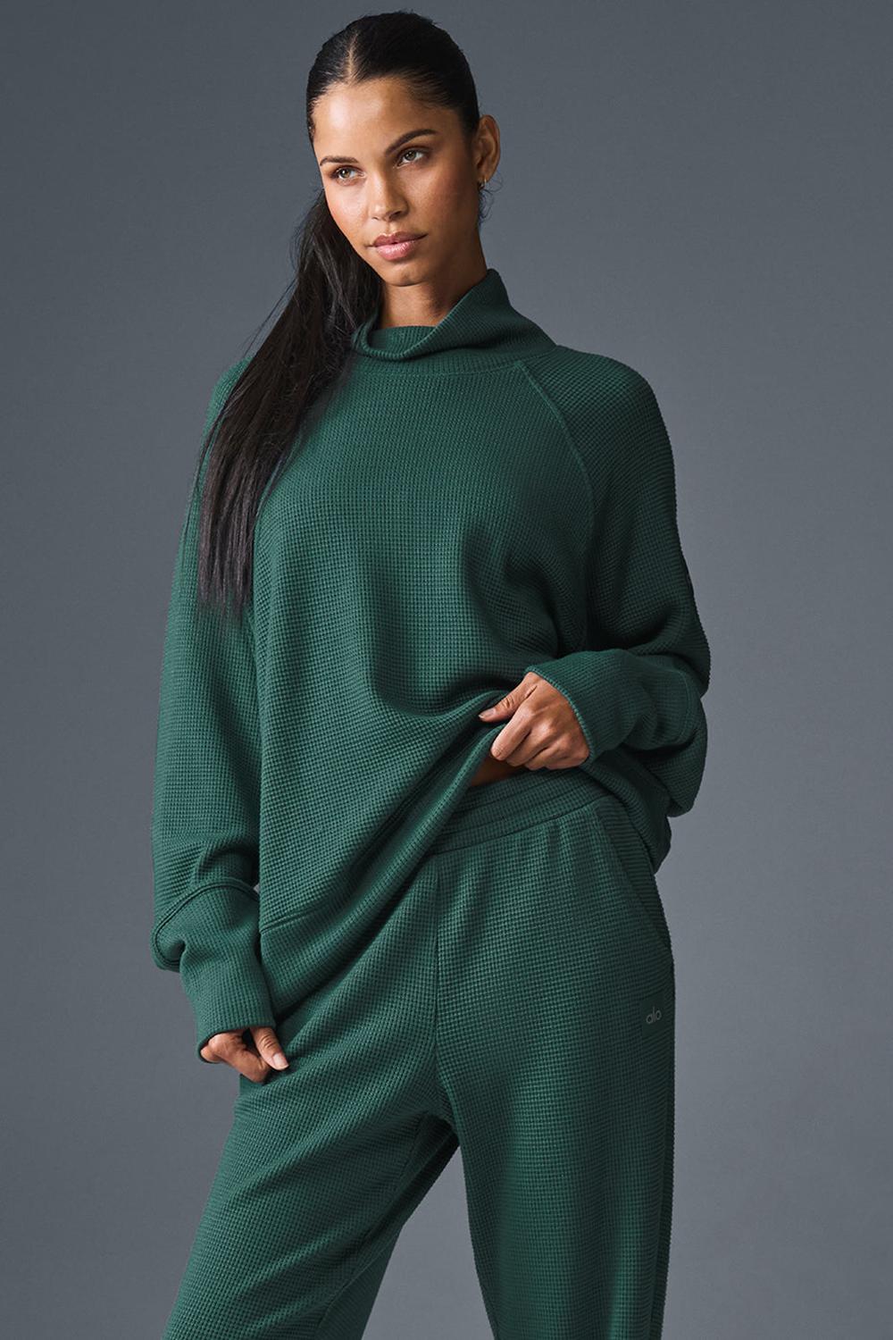 Alo Yoga Waffle Weekend Escape Mock Neck Naisten Pitkähihainen Winter Ivy | Suomi  9405-BJFCQ