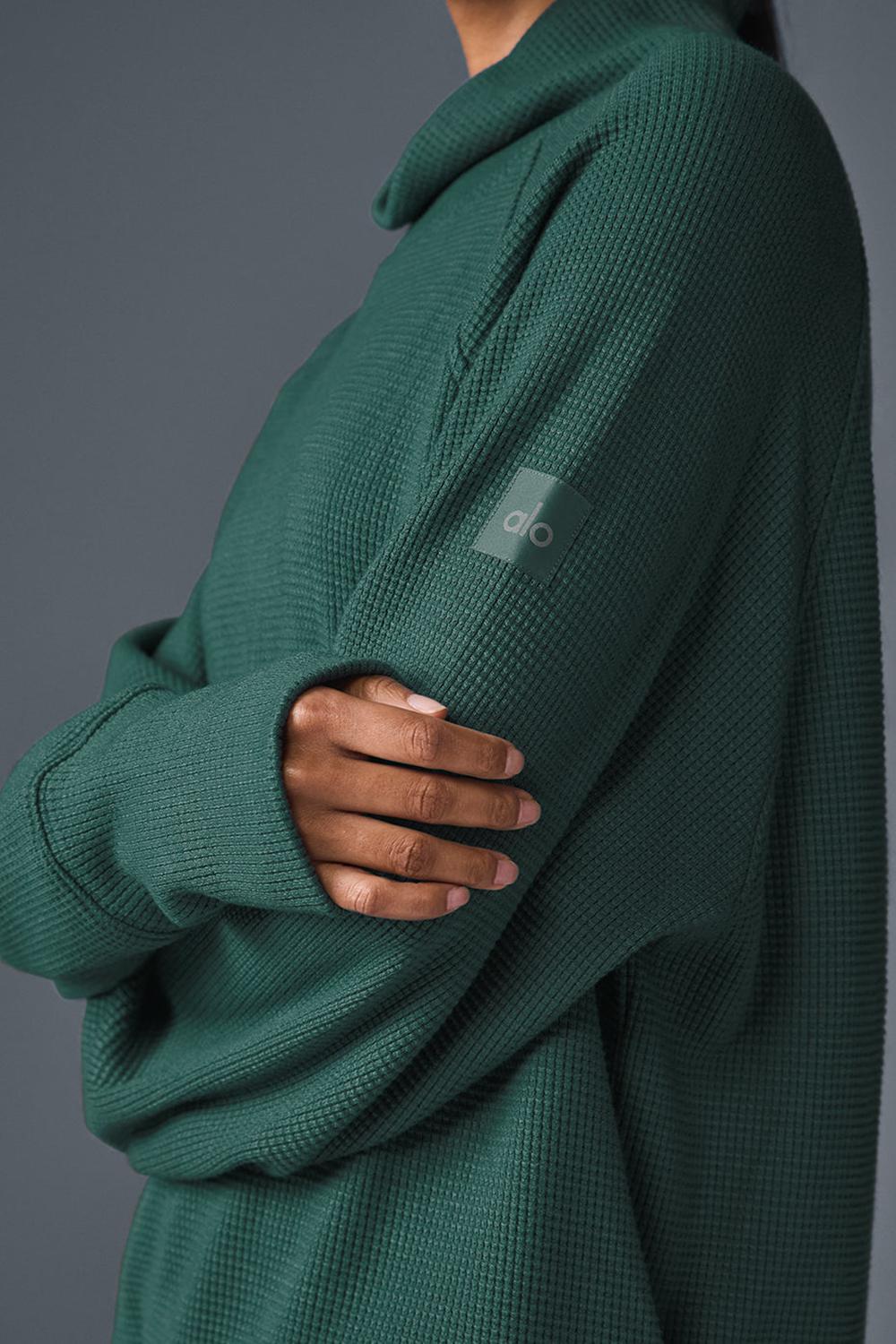 Alo Yoga Waffle Weekend Escape Mock Neck Naisten Pitkähihainen Winter Ivy | Suomi  9405-BJFCQ