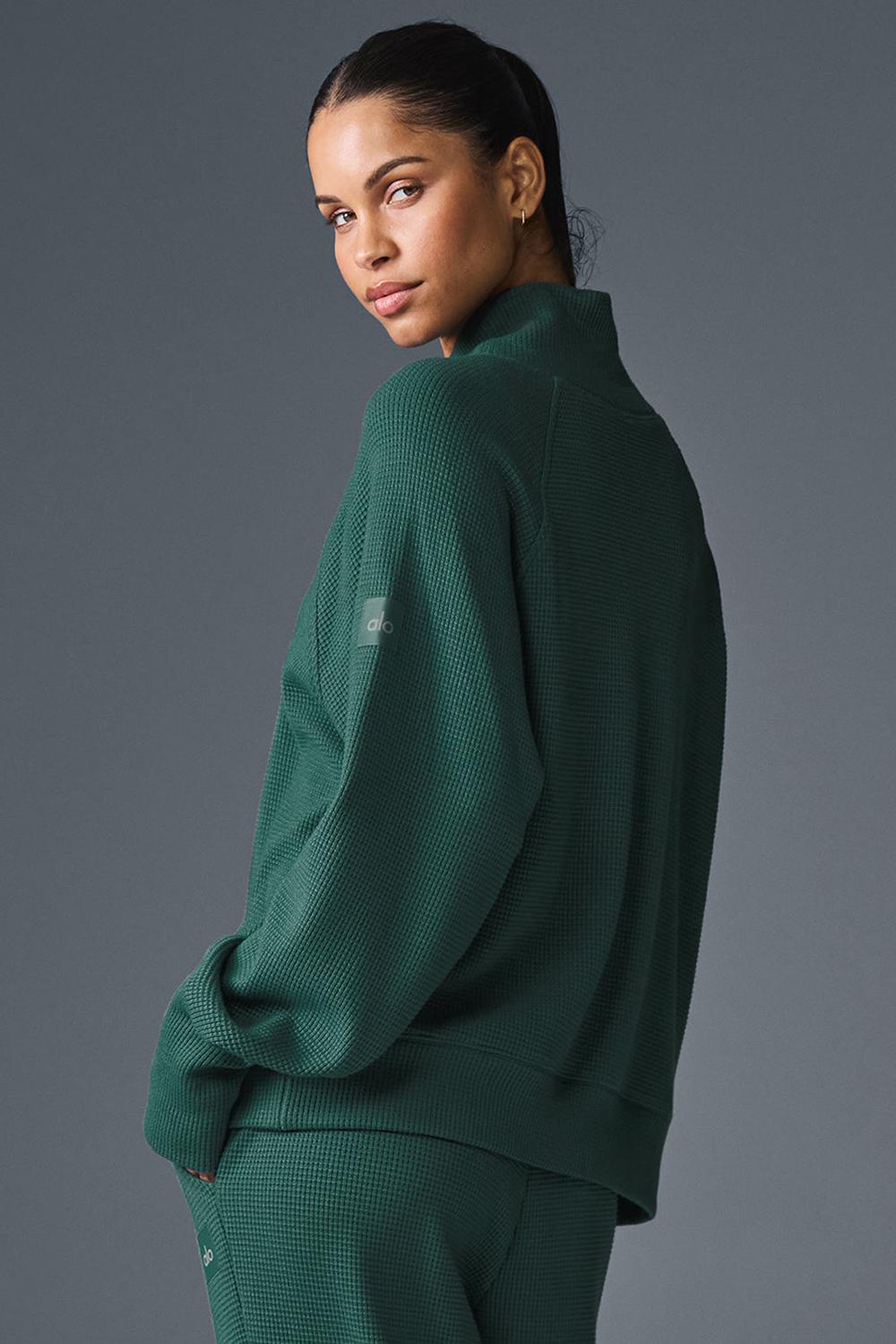 Alo Yoga Waffle Weekend Escape Mock Neck Naisten Pitkähihainen Winter Ivy | Suomi  9405-BJFCQ