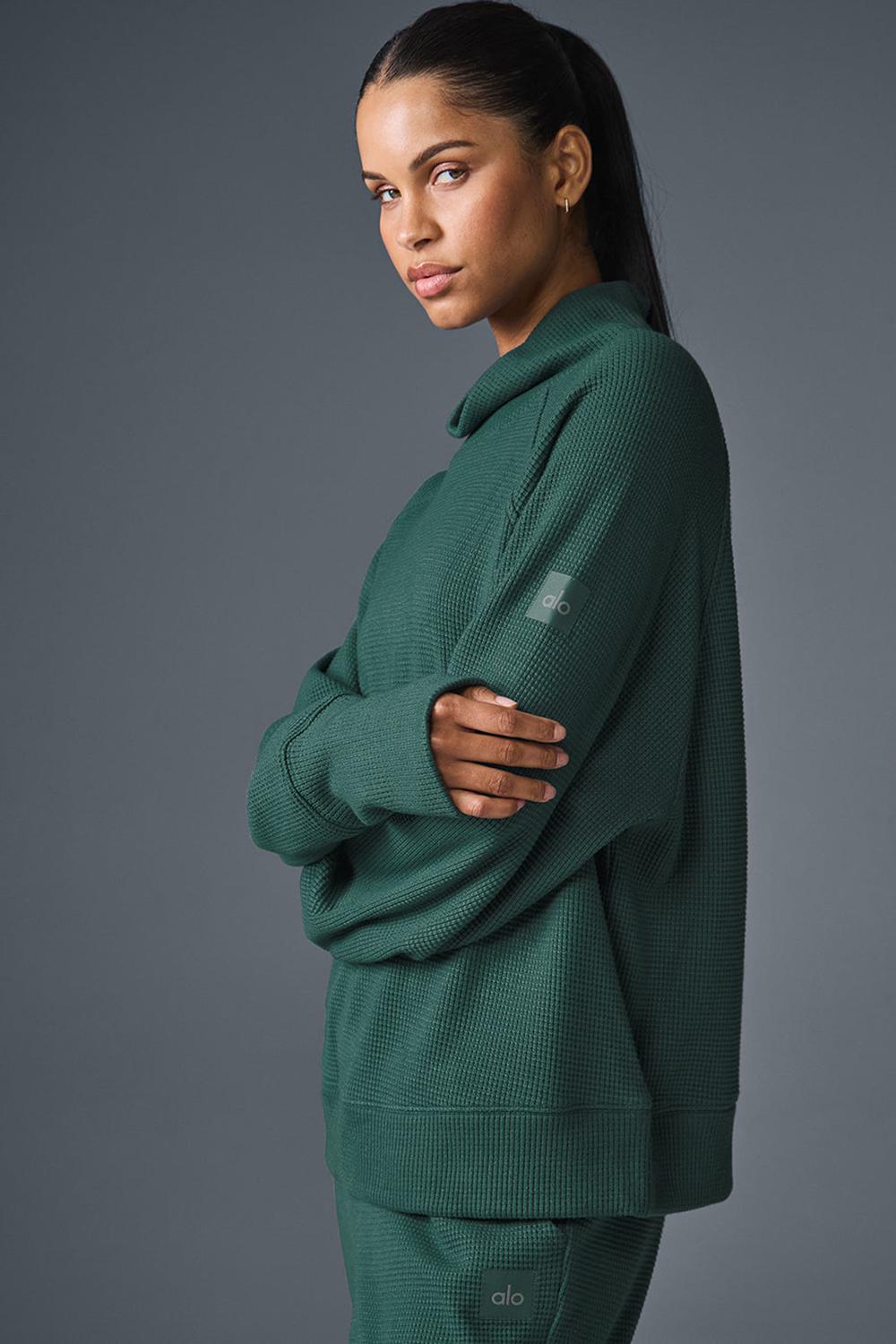 Alo Yoga Waffle Weekend Escape Mock Neck Naisten Pitkähihainen Winter Ivy | Suomi  9405-BJFCQ
