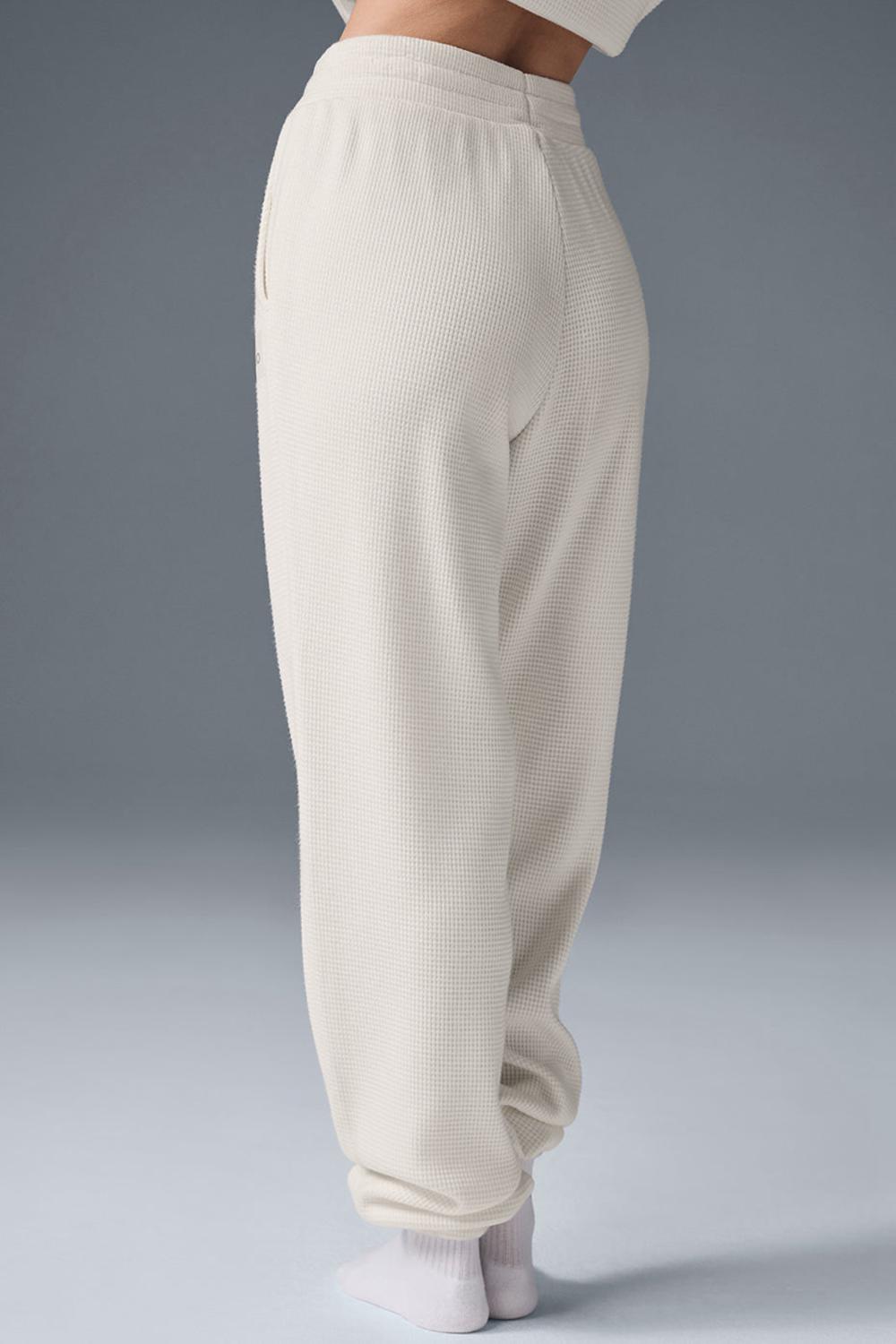 Alo Yoga Waffle Weekend Escape Naisten Jogger Housut Ivory | Suomi  2748-IBJPQ