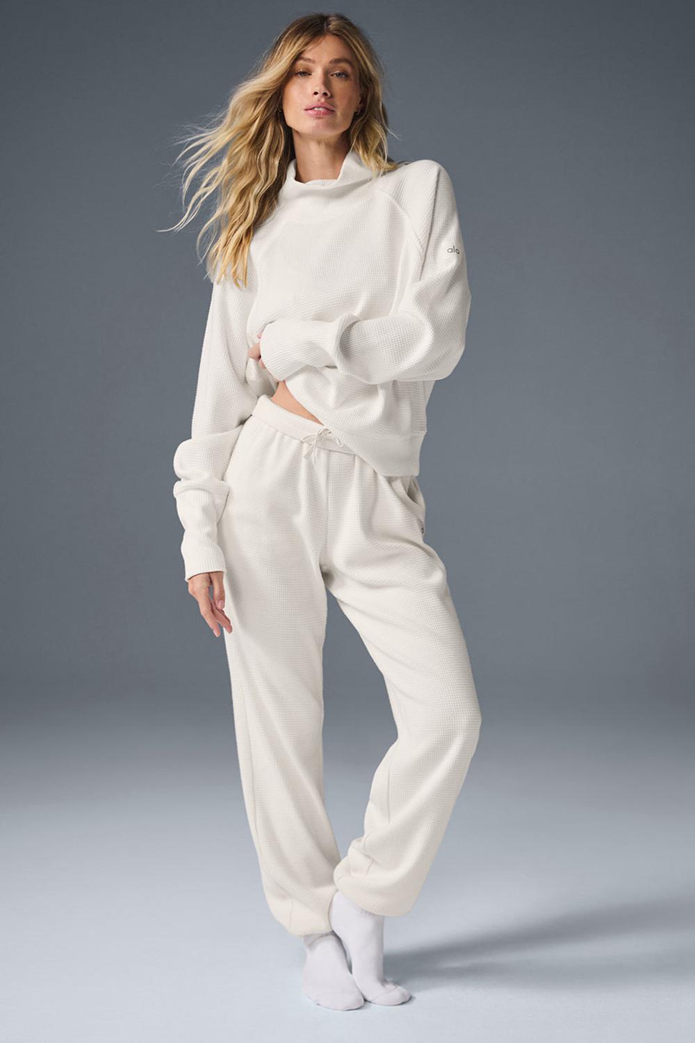 Alo Yoga Waffle Weekend Escape Naisten Jogger Housut Ivory | Suomi  2748-IBJPQ