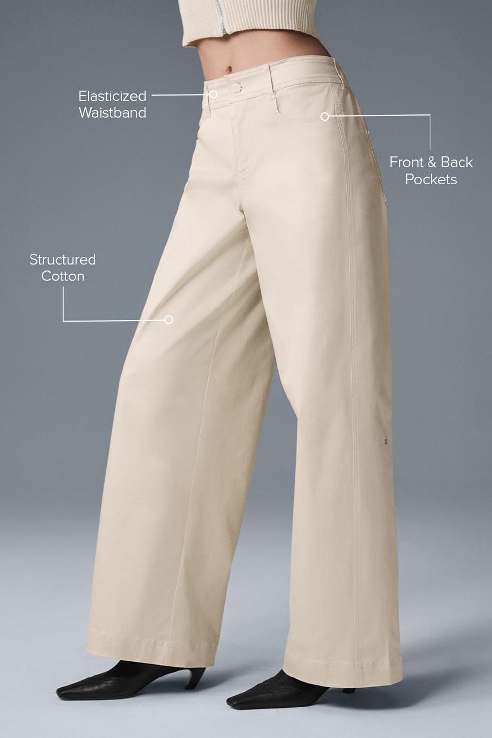 Alo Yoga Wanderlust Wide Leg Naisten Housut Oat Milk | Suomi  7516-WFUPO