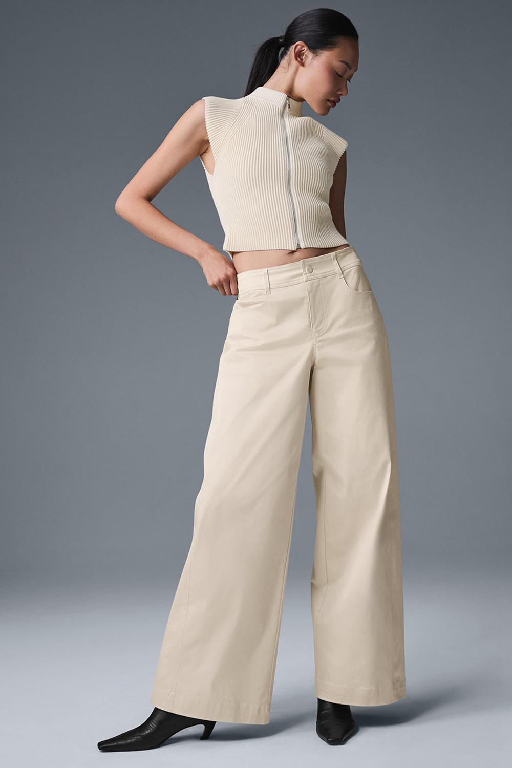 Alo Yoga Wanderlust Wide Leg Naisten Housut Oat Milk | Suomi  7516-WFUPO