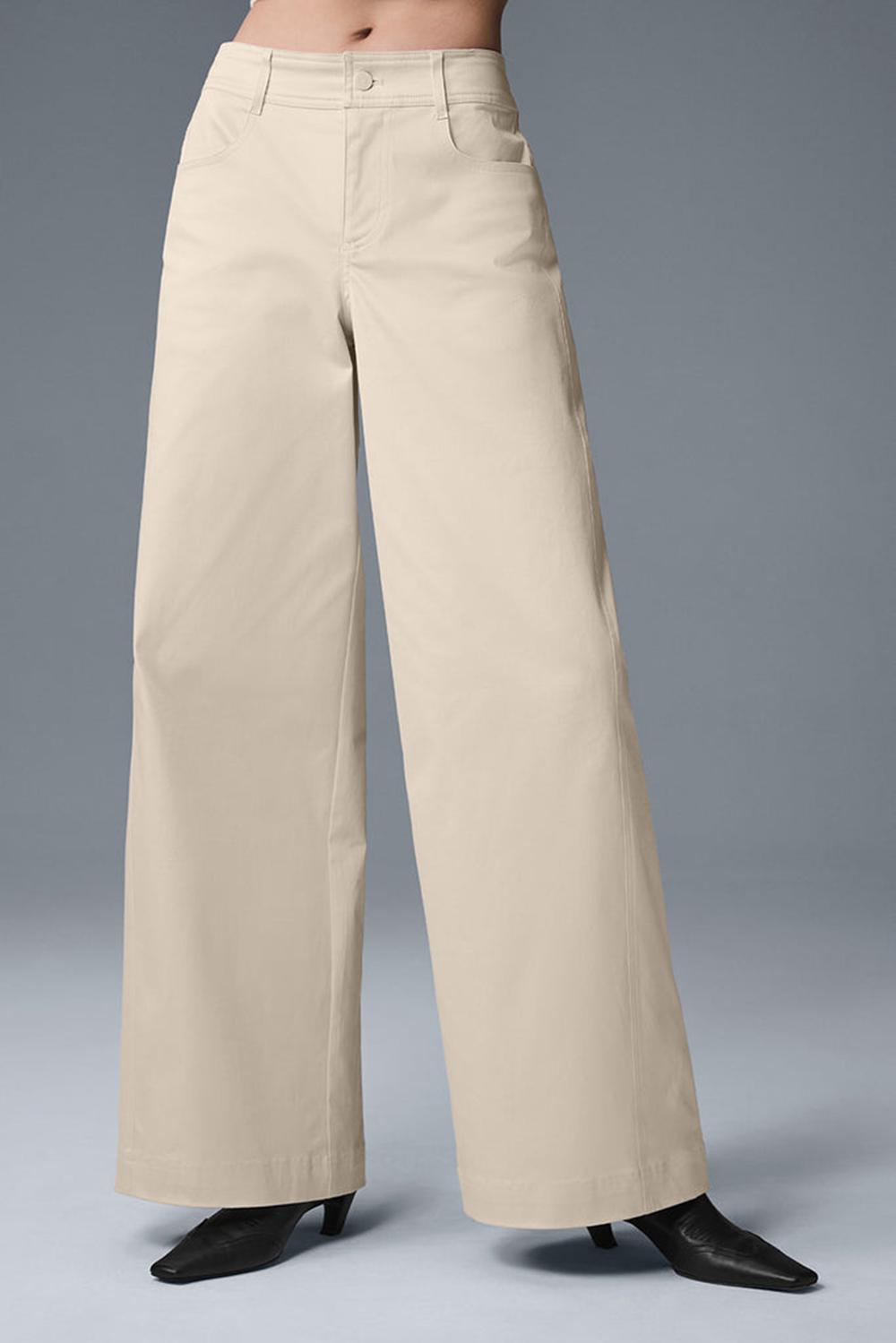 Alo Yoga Wanderlust Wide Leg Naisten Housut Oat Milk | Suomi  7516-WFUPO