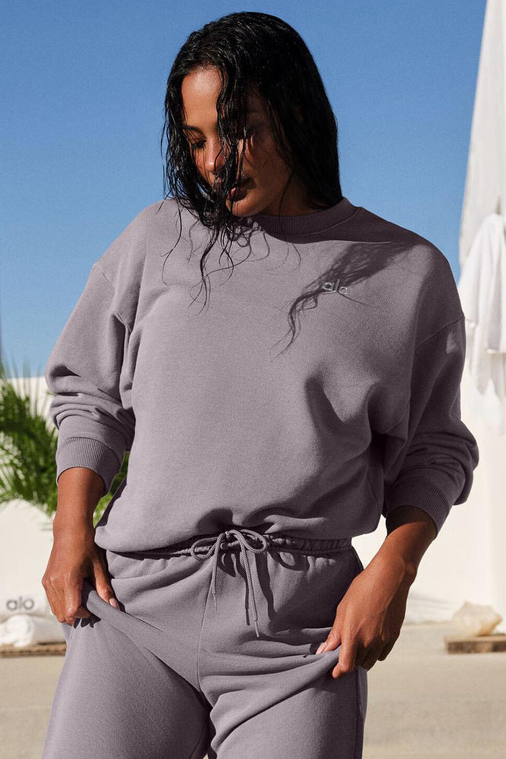 Alo Yoga Washed Accolade Crew Neck Naisten Villapusero Harmaat Pesu | Suomi  7492-CKXOW