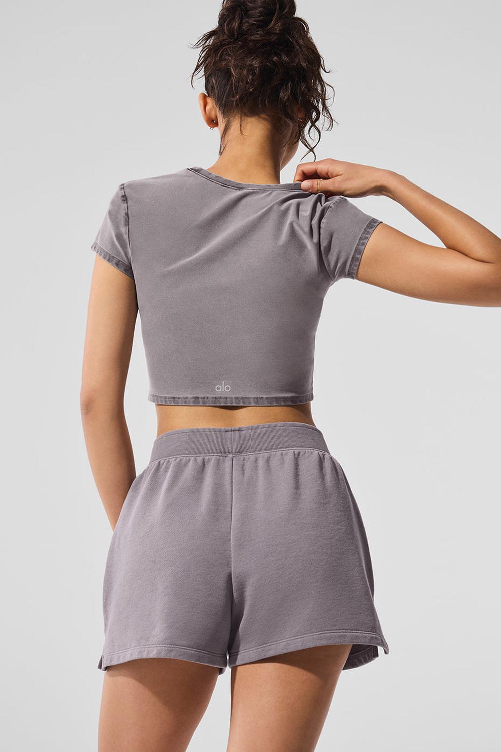 Alo Yoga Washed Alosoft Crop Finesse Naisten Short Sleeve Harmaat Pesu | Suomi  4052-OIHKR