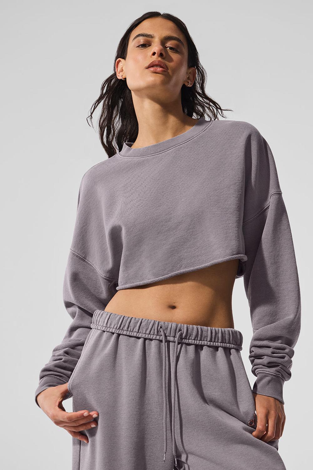 Alo Yoga Washed Extreme Cropped Naisten Villapusero Harmaat Pesu | Suomi  6235-YUVJN