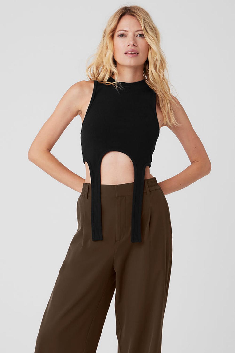 Alo Yoga Wellness Rib Flaunt Naisten Juoksupaidat Mustat | Suomi  5792-JFPDR