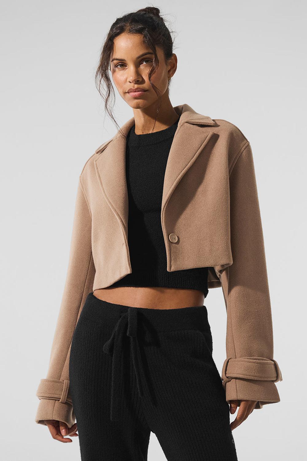 Alo Yoga Wool Cropped Metro Naisten Trenssi Toasted Almond | Suomi  5302-NYRSB